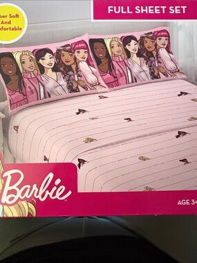 Barbie Pink Character Full Sheet Set with Multicultural Doll Print